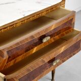 Buffet italien en noyer, marbre de Carrare et laiton, années 1950