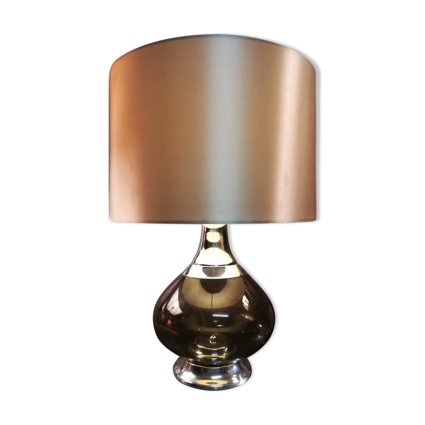 Lamp in glass and chrome