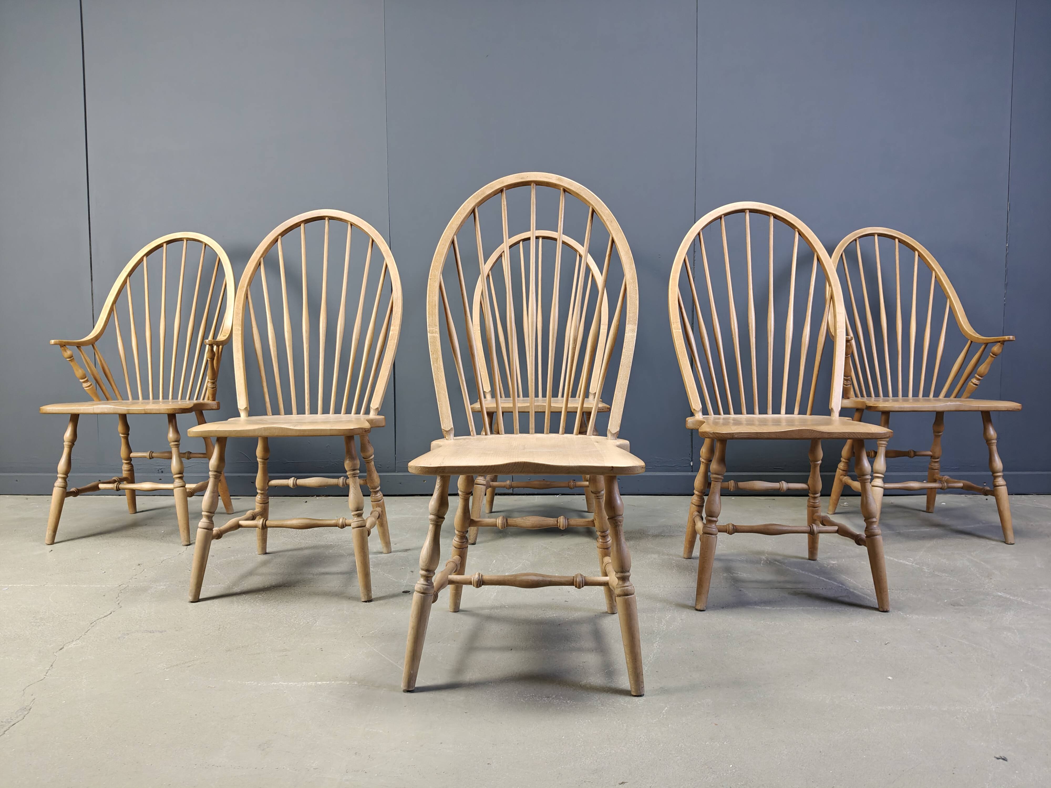 Vintage Windsor Style Dining Chairs, 1960s - Set of 6