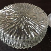 Round ice glass ceiling lamp, vintage 60s-70s
