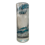 Vintage cylindrical crystal vase with inclusion