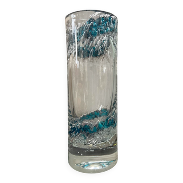 Vintage cylindrical crystal vase with inclusion