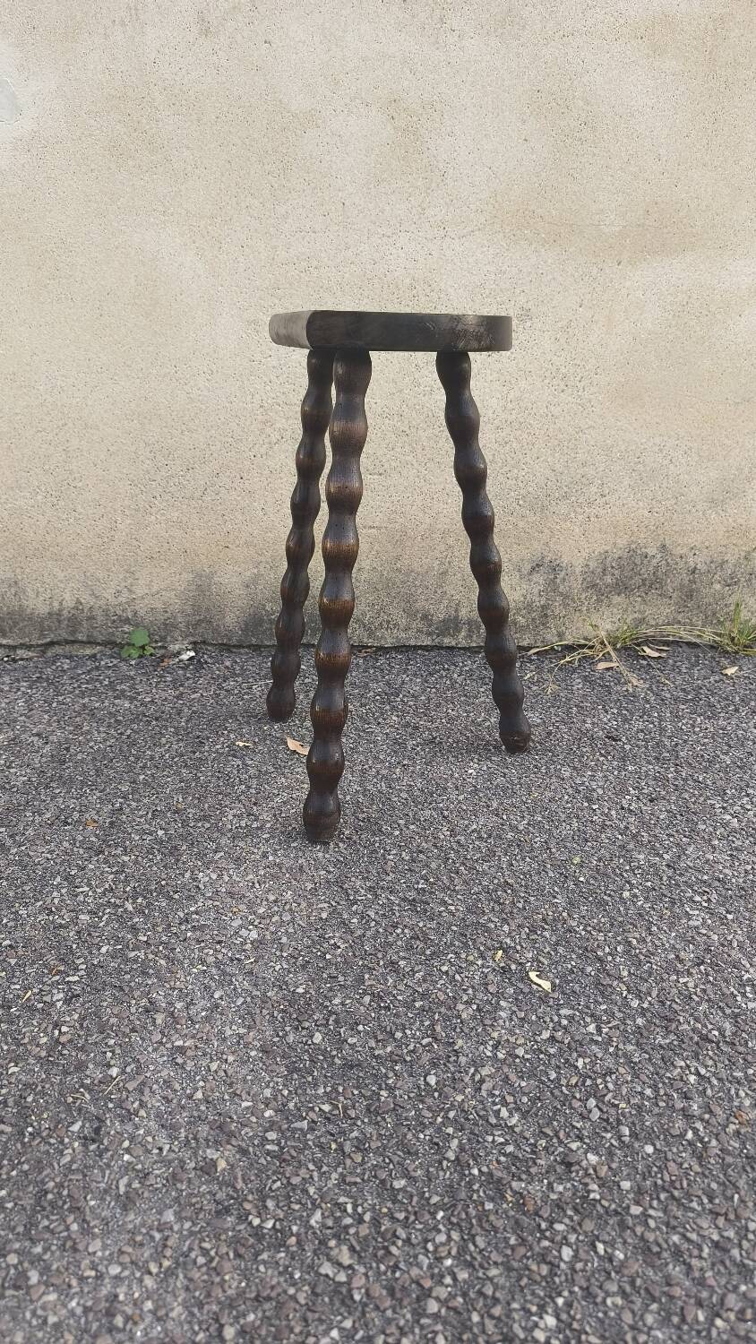 Turned wooden tripod stool 1960