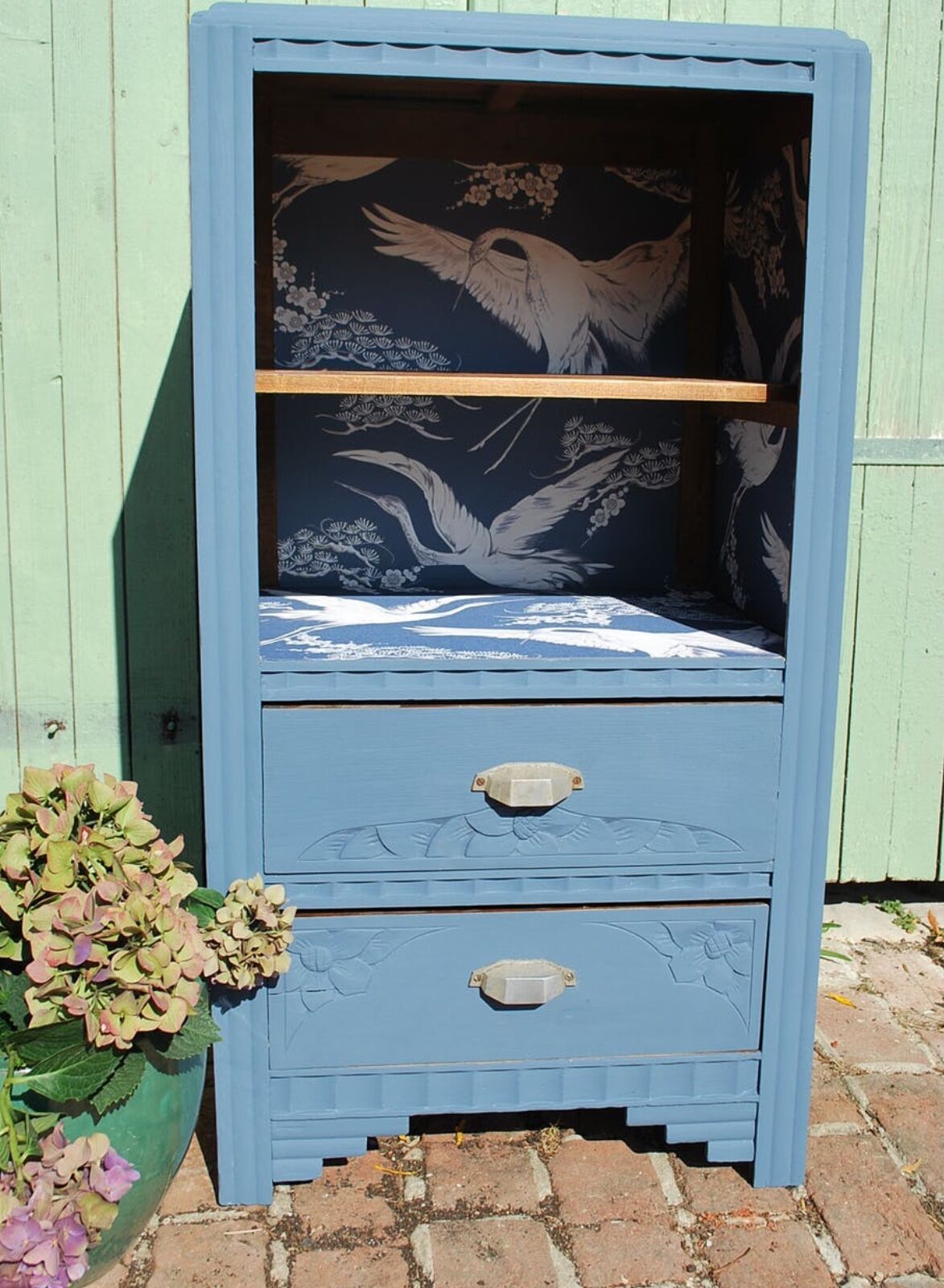 Buffet haut art deco rénové bleu
