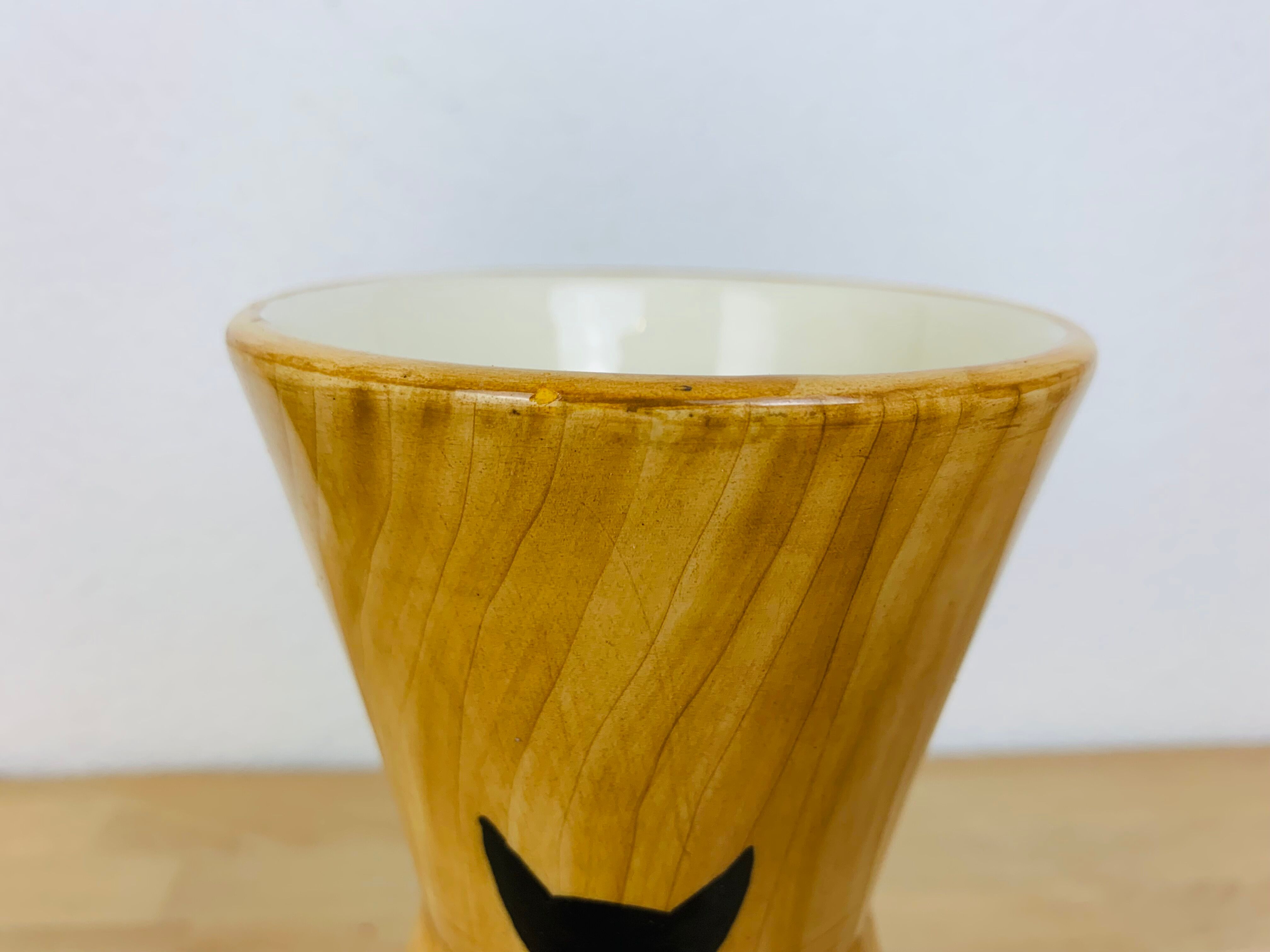 Vase Grandjean Jourdan form diabolo cat, ceramic wood effect