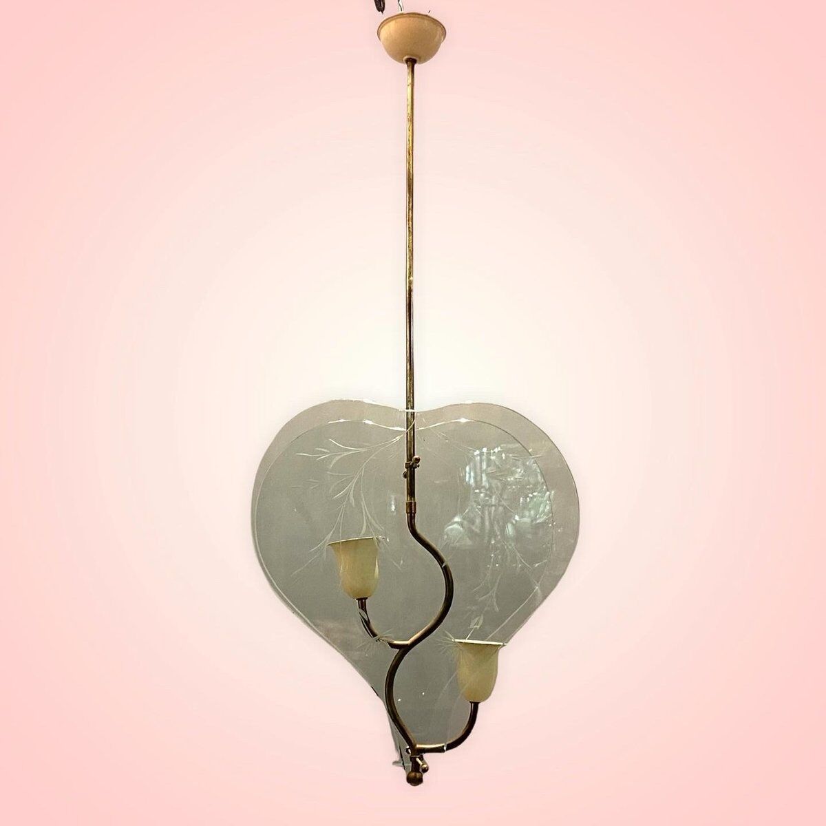 Italian hanging lamp in Etched Glass by Pietro Chiesa