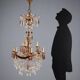 Lustre ancien en bronze et cristal 12 lumières Italie XX Century