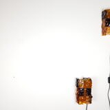 Pair of brutalist wall light in cut glass by Jean Simon Labret