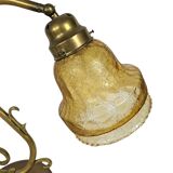 Table lamp - brass - glass - Hollywood Regency style - 70's