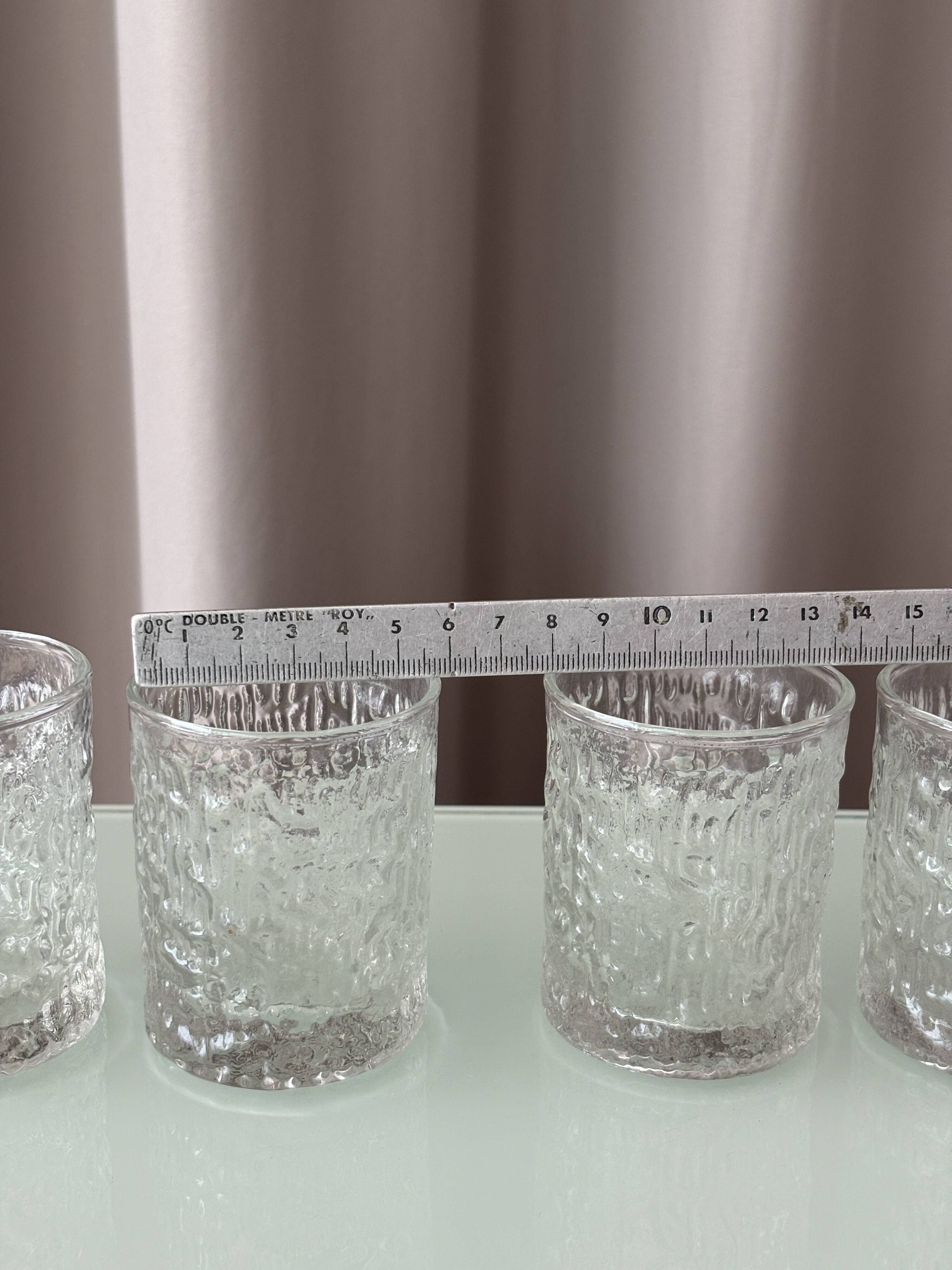 Set of 4 Vintage Ice Textured Shot Glasses / Tealight Holders