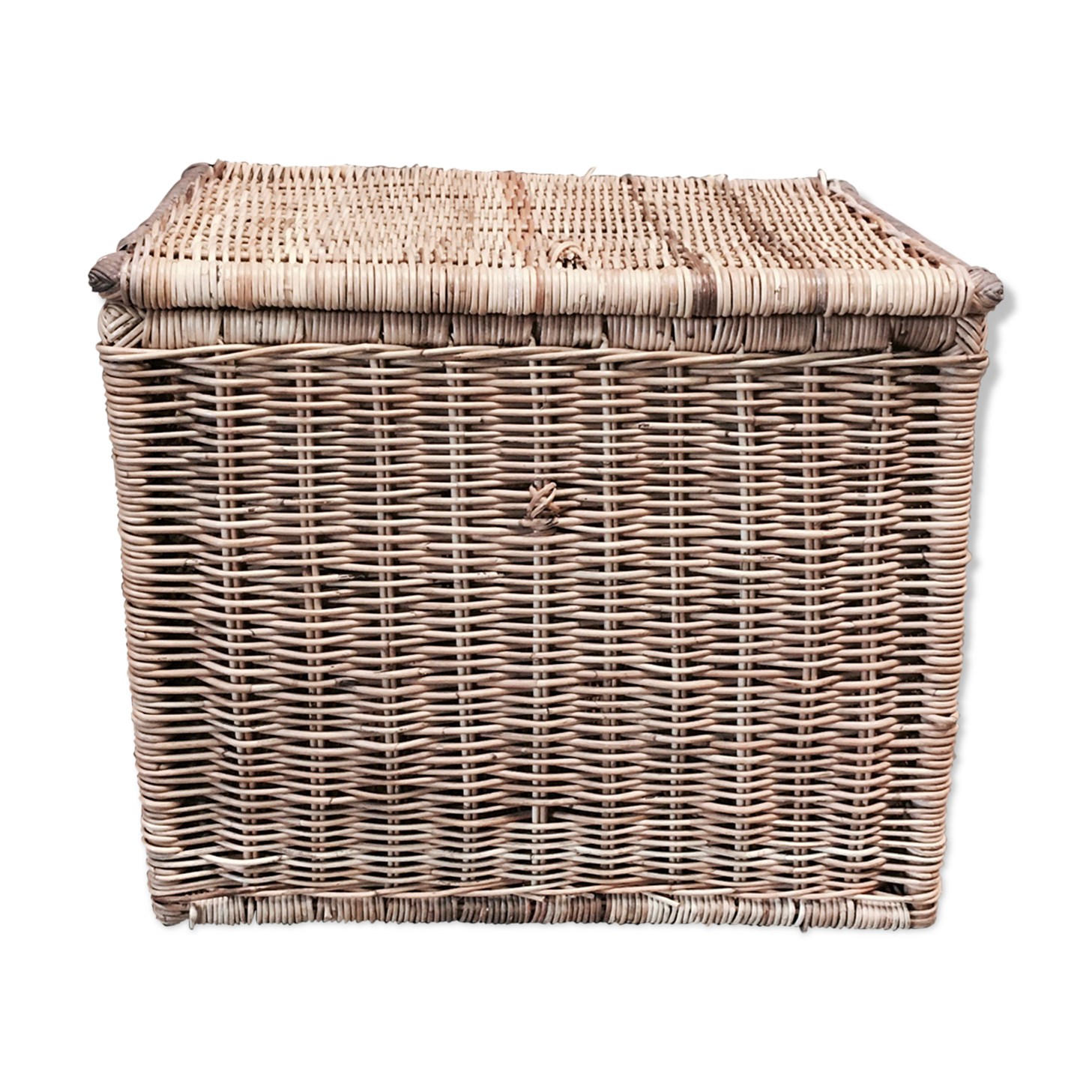 organic rattan and leather trunk