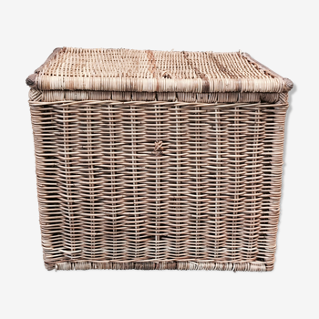 organic rattan and leather trunk