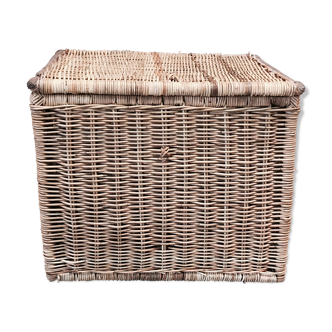 organic rattan and leather trunk