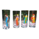 Set of four large Vintage glasses with "belle époque" décor