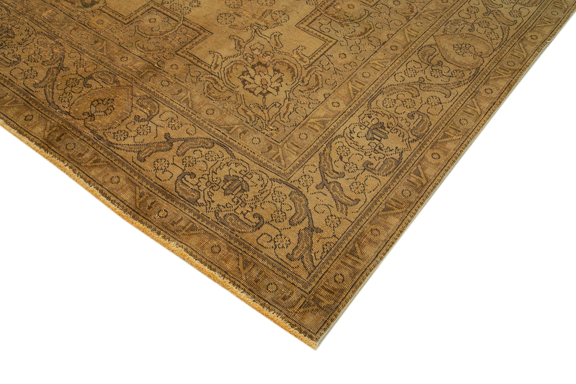 Hand-Knotted Persian Overdyed 293 cm x 380 cm Yellow Wool Carpet