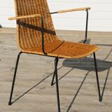 Rattan and steel armchair
