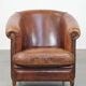 Cognac-colored sheepskin leather club chair