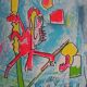 Roberto matta: surrealist creature - original lithograph