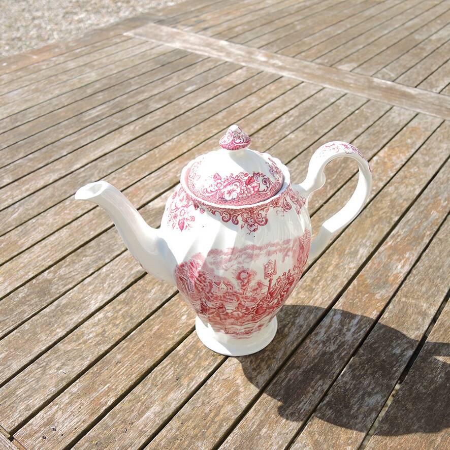Antique Johnson Bros Ceramic Teapot - The Stagecoach