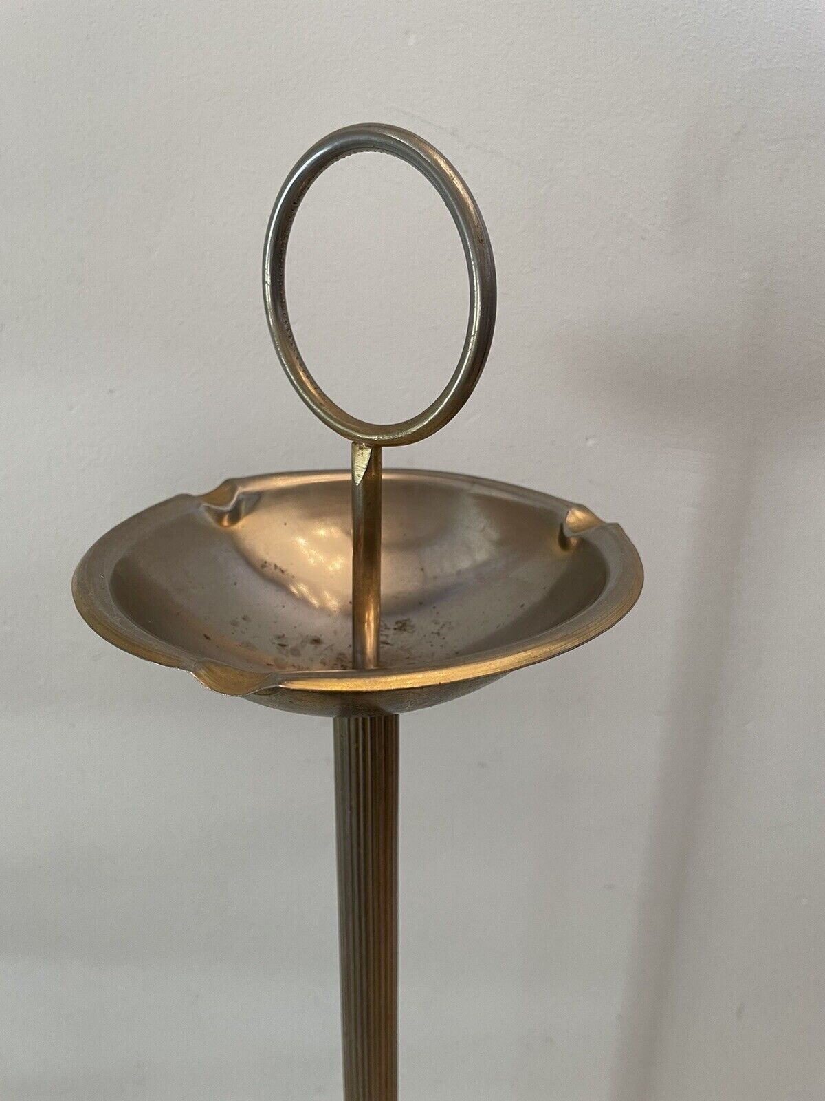 Vintage standing ashtray, 70's, golden metal, marble base