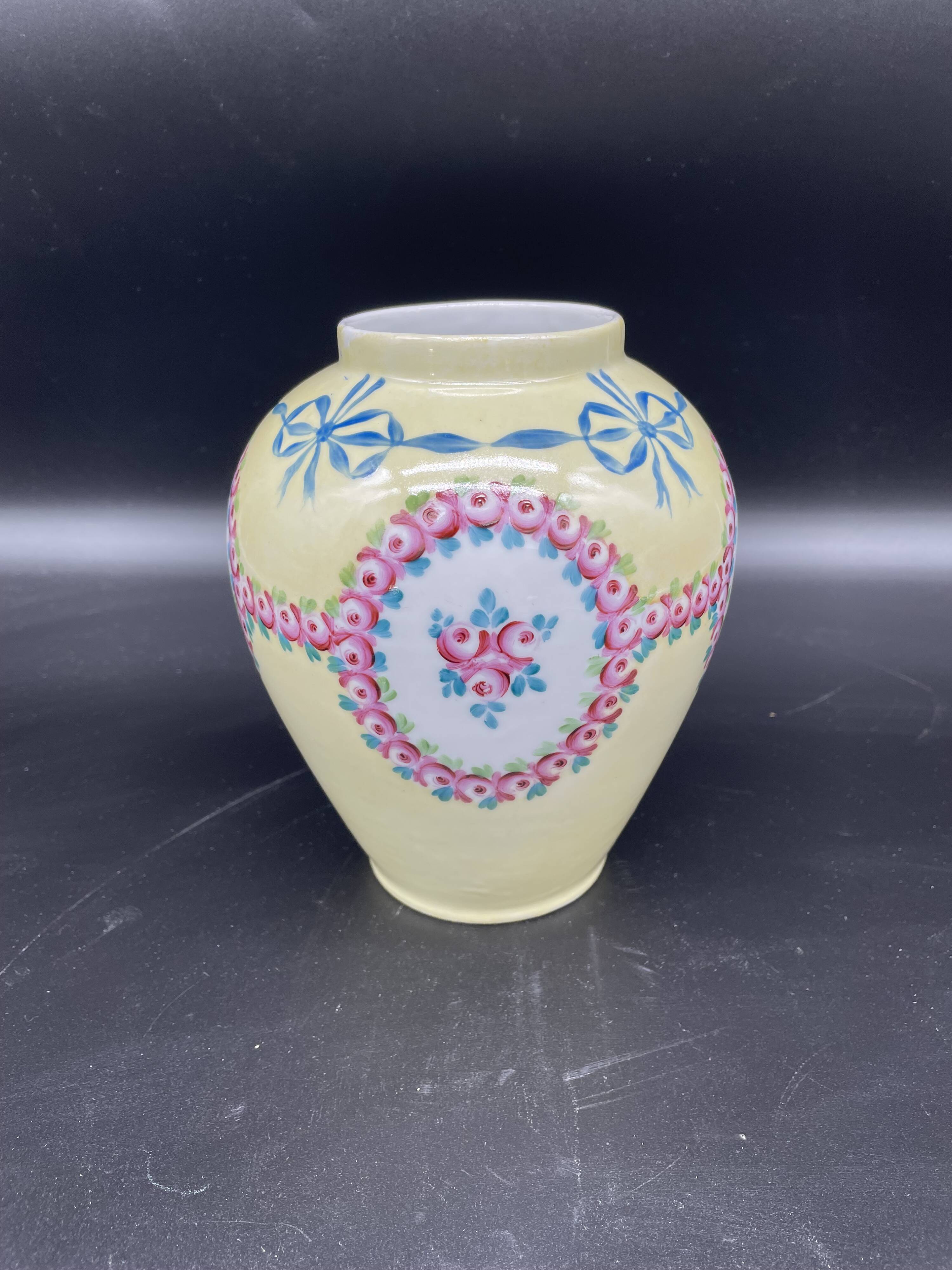 Antique porcelain vase with floral decoration – Louis XVI style – Lamp base