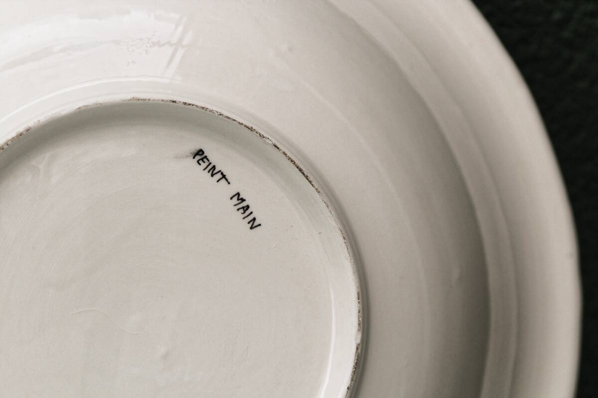 Earthenware salad bowl, hand painted