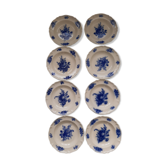 Assiettes anciennes creuses VB fleurs bleues