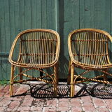 Pair of adult rattan basket armchair