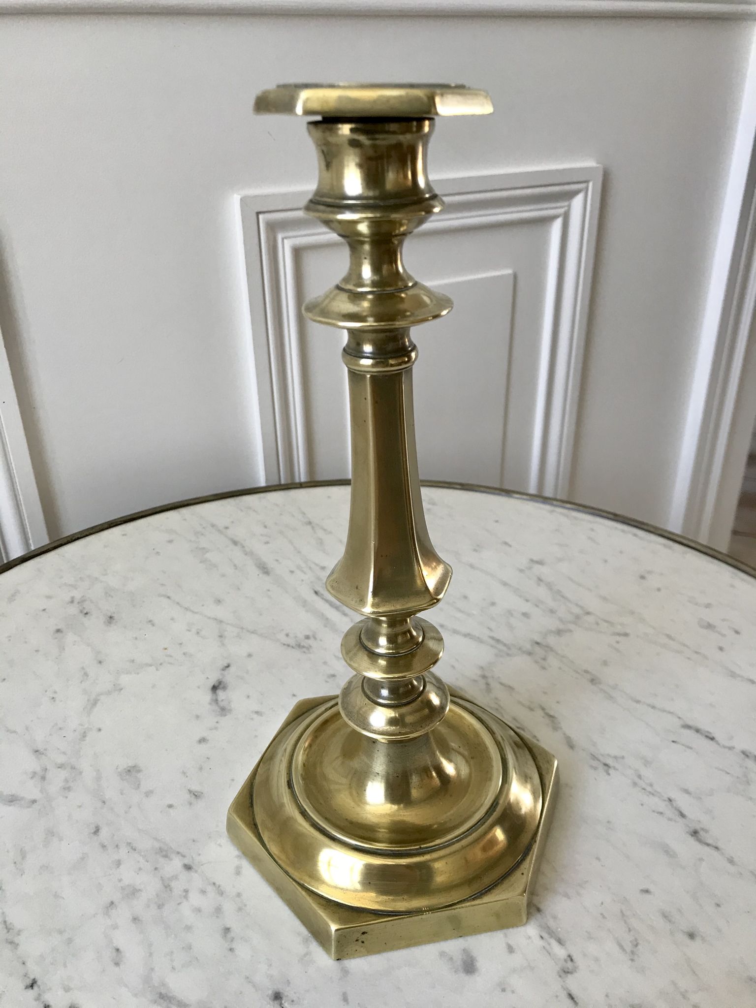Candle holder / candlestick in golden brass 20s