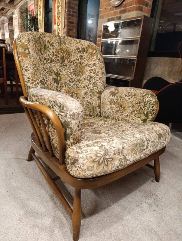 1960s Ercol Jubilee Armchair with Custom Upholstery