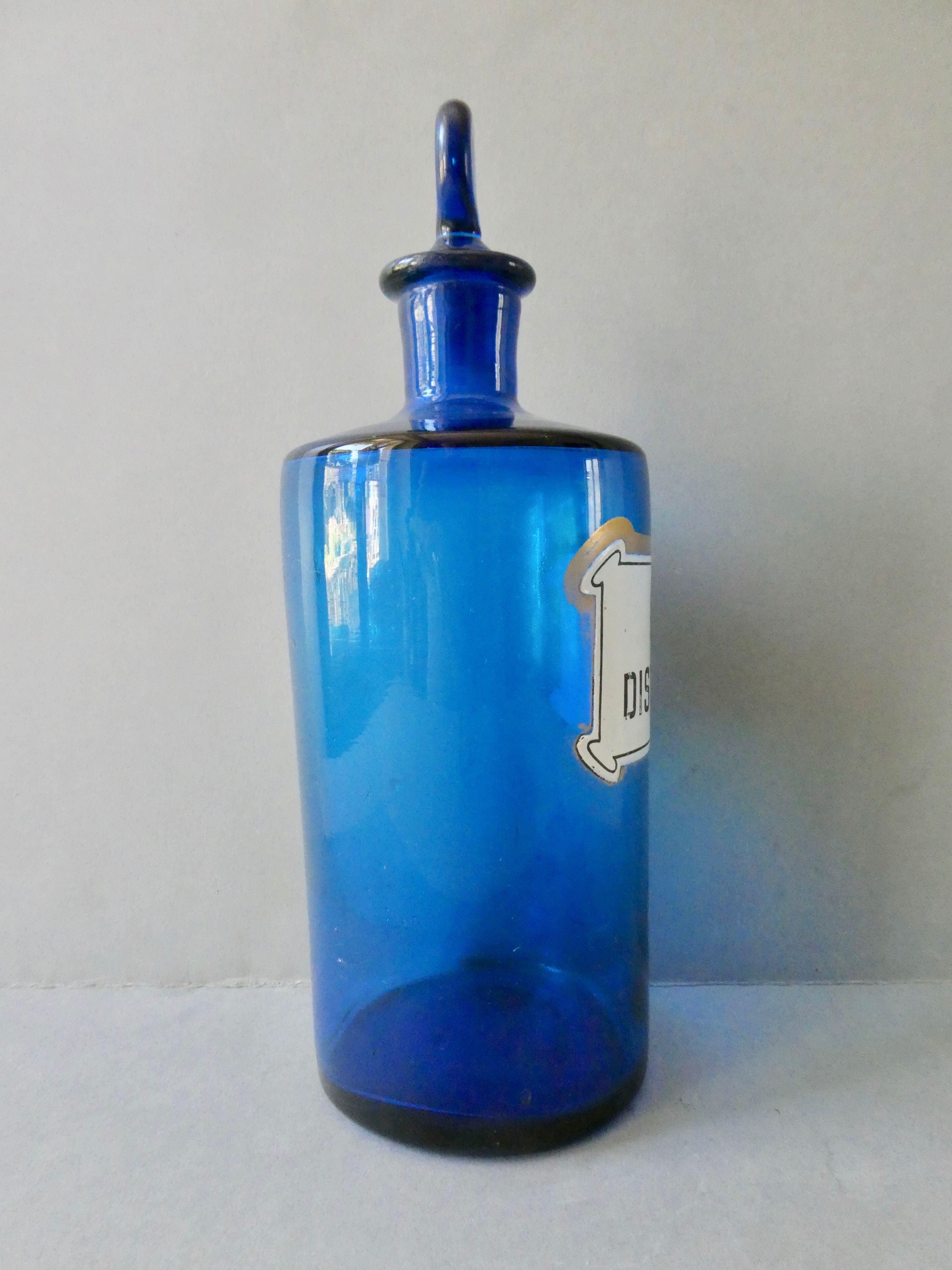 Bottle, pharmacy bottle in blue blown glass