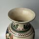 Large Provençal vase with beige background, green, blue and brown decoration of stylized plants