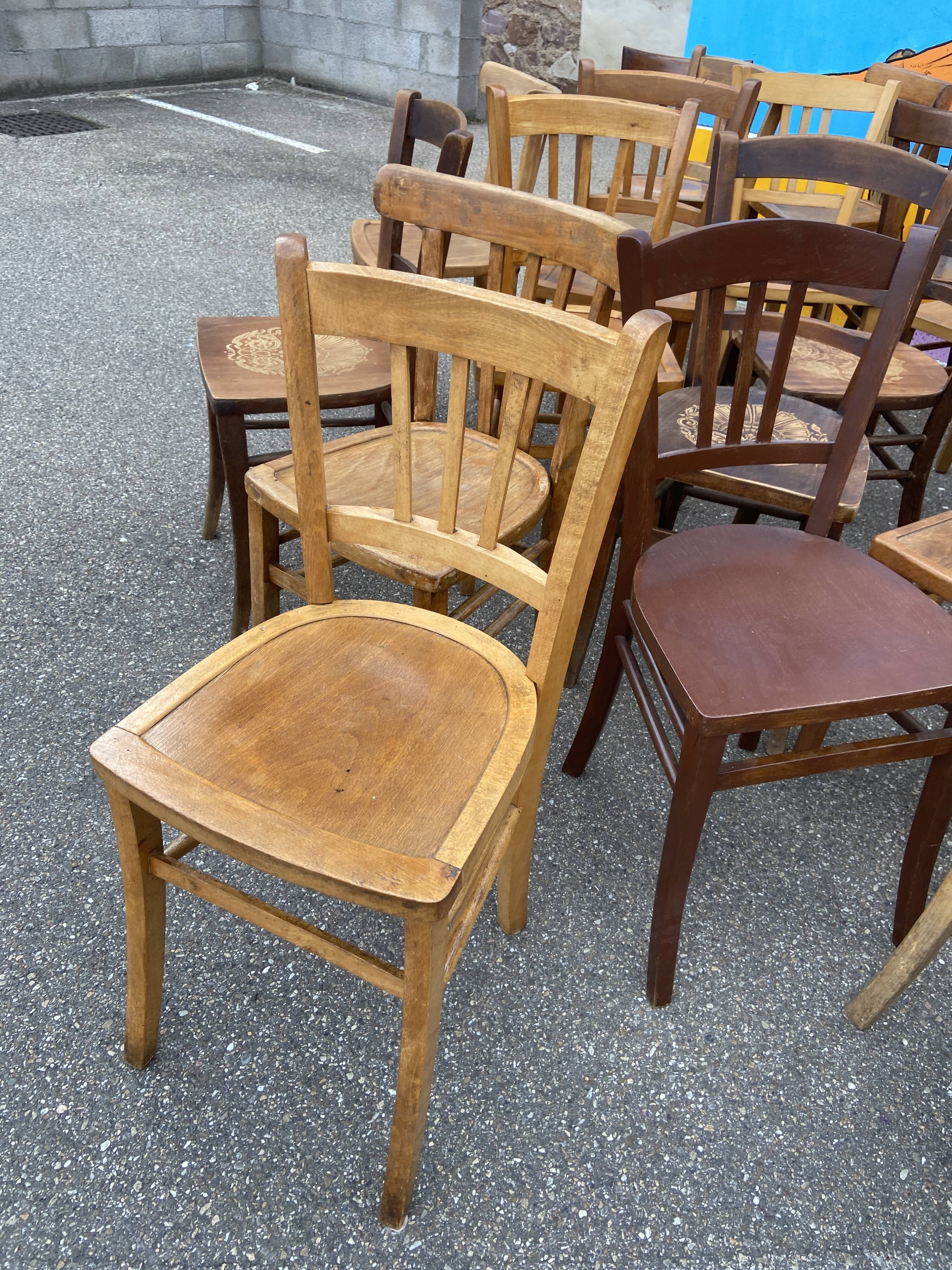 Set of 30 vintage bistro and restaurant chairs