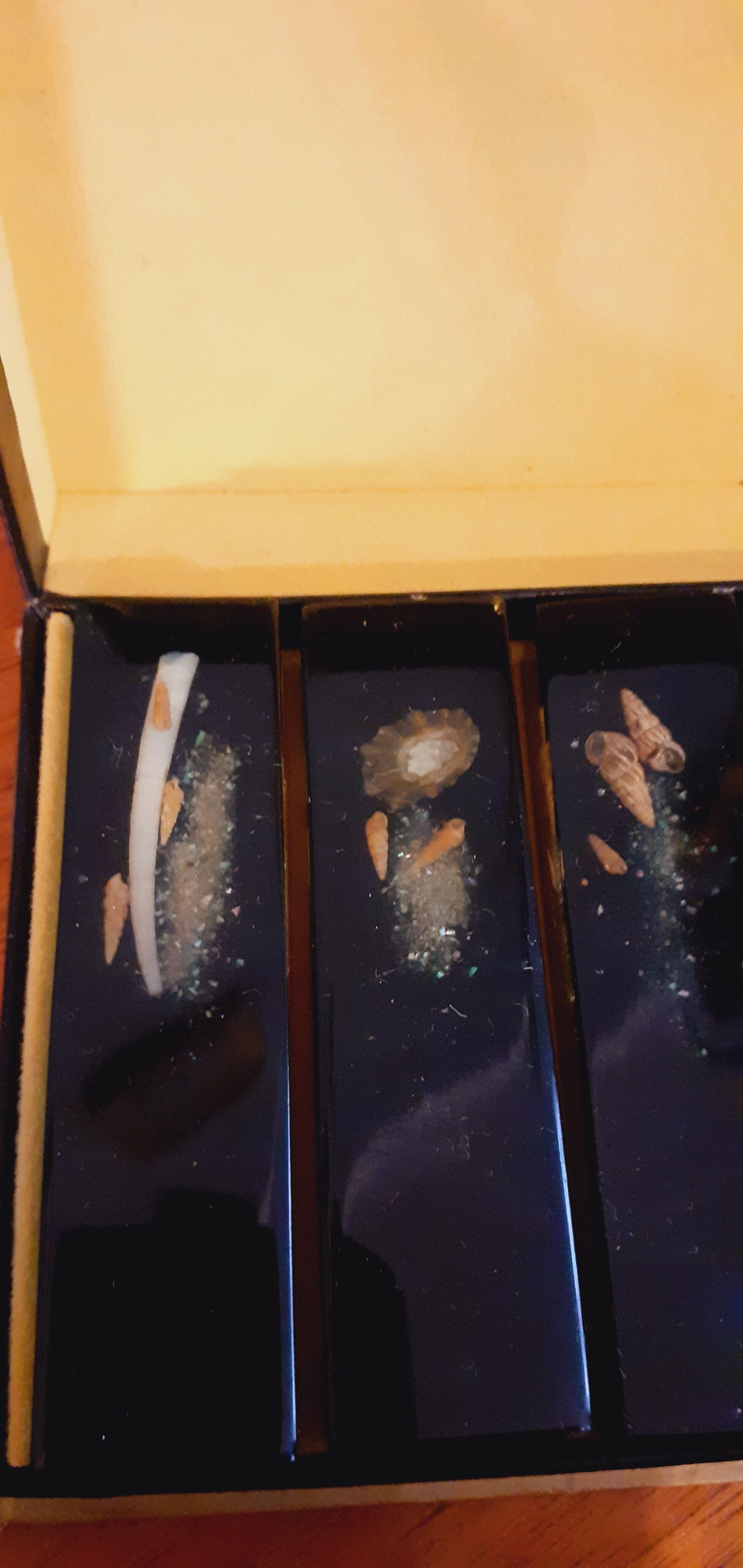 6 vintage resin knife holder with shell inclusion 1960