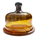 Cloche à fromage en verre avec plateau en bois