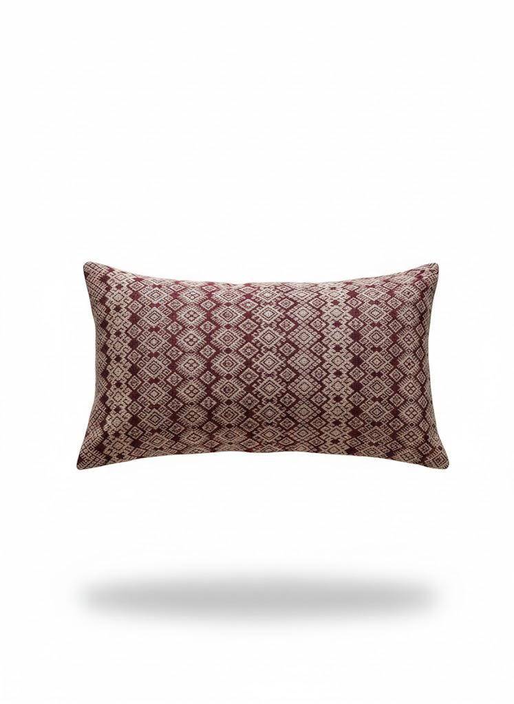 Housse de coussin Kachin bordeaux et beige