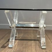 Paire de Bouts de Canapé en Plexiglass et Chrome à Piètement en X, Travail