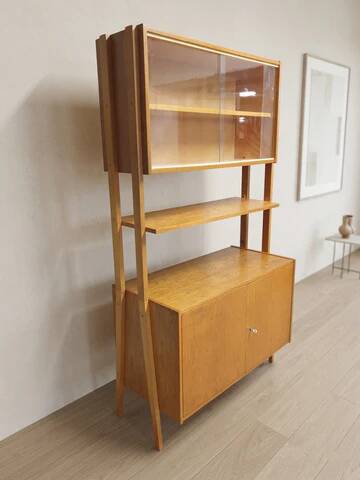 Étagère murale par František Jirák pour Tatra Nábytok, cabinet de rangement en placage de teck des années 1960, Tchécoslovaquie