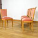 4 chaises hêtre & velours vintage 1950