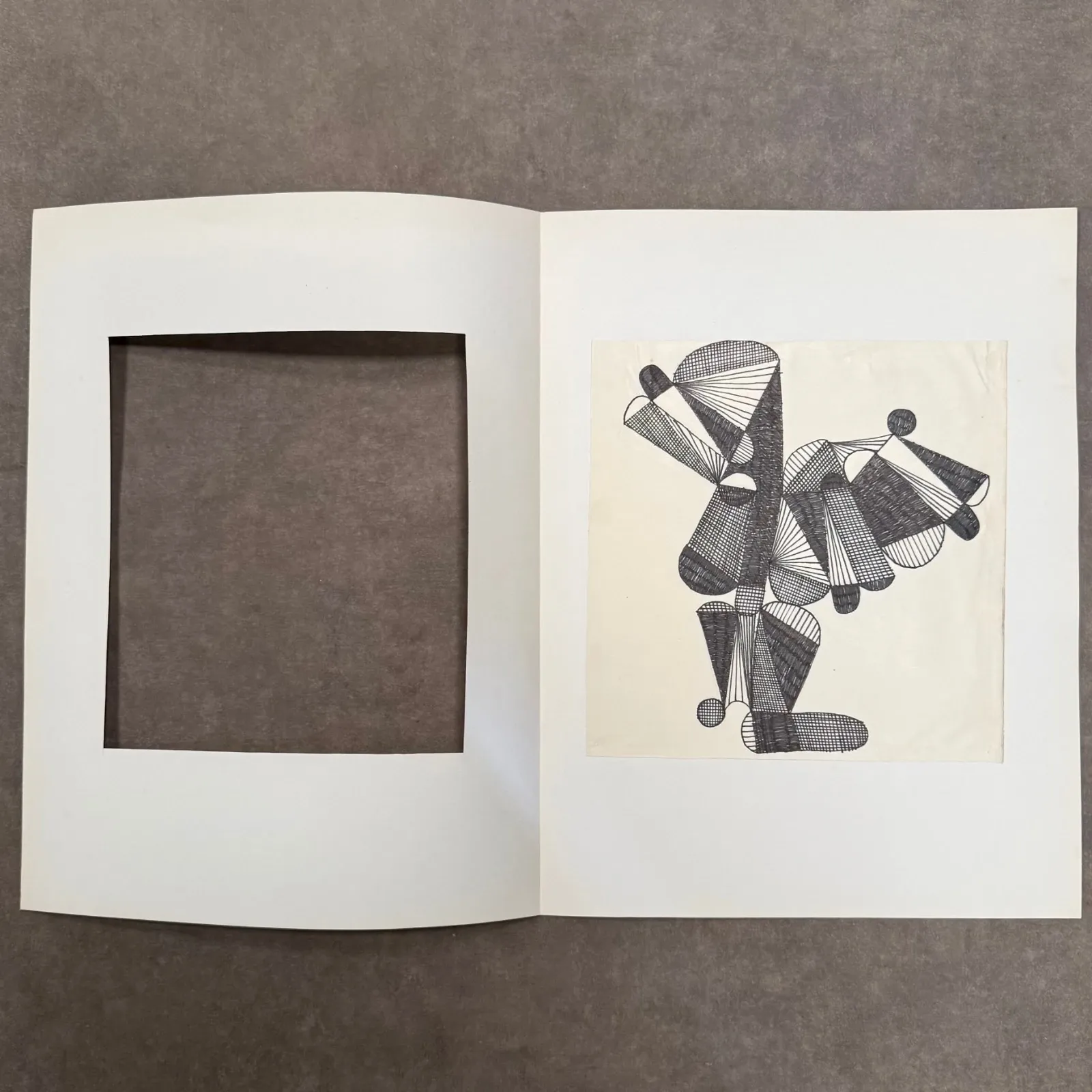 Modern composition drawing 1970 by François de Chabot
