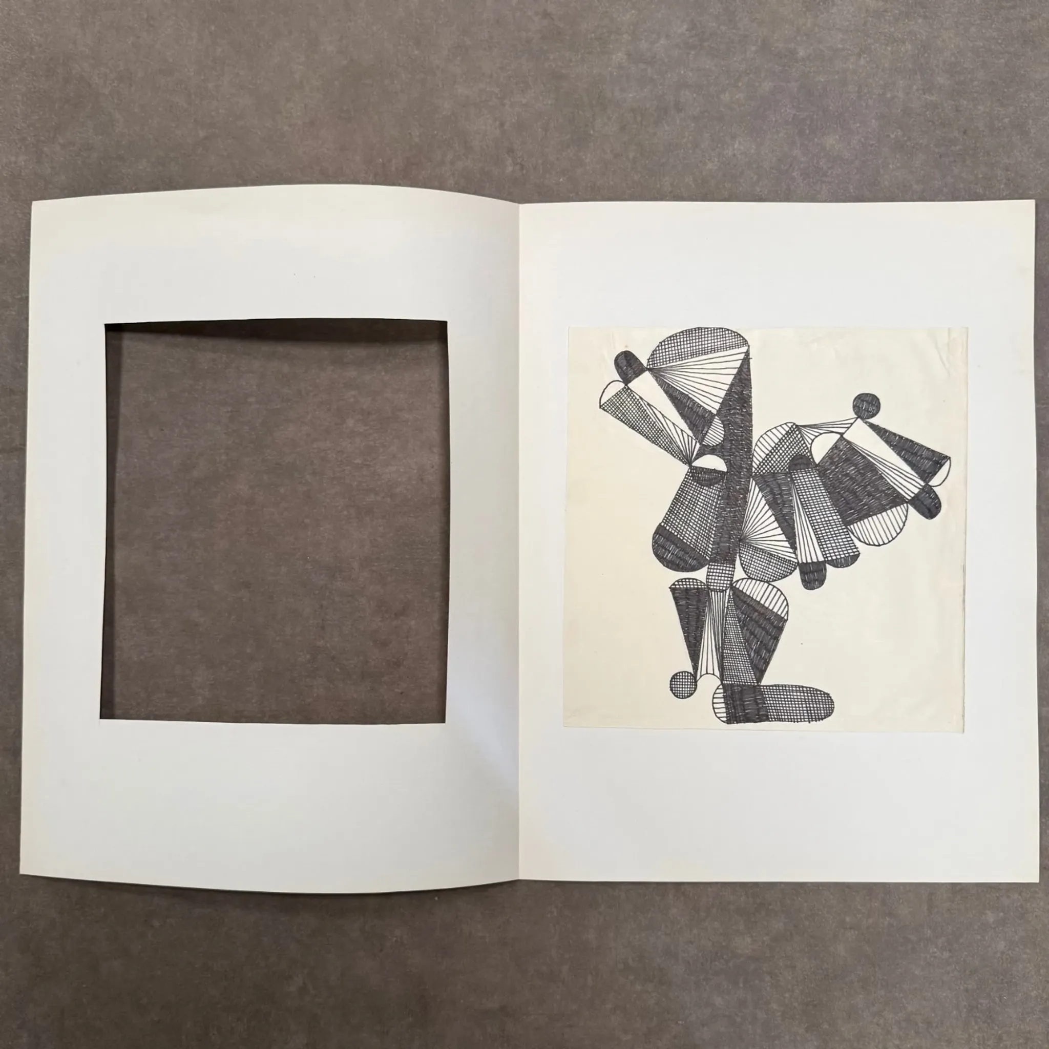 Dessin composition moderne 1970 par François de Chabot