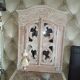 Carved white wood mirror 1990 decorative carved with opening shutters on a square mirror