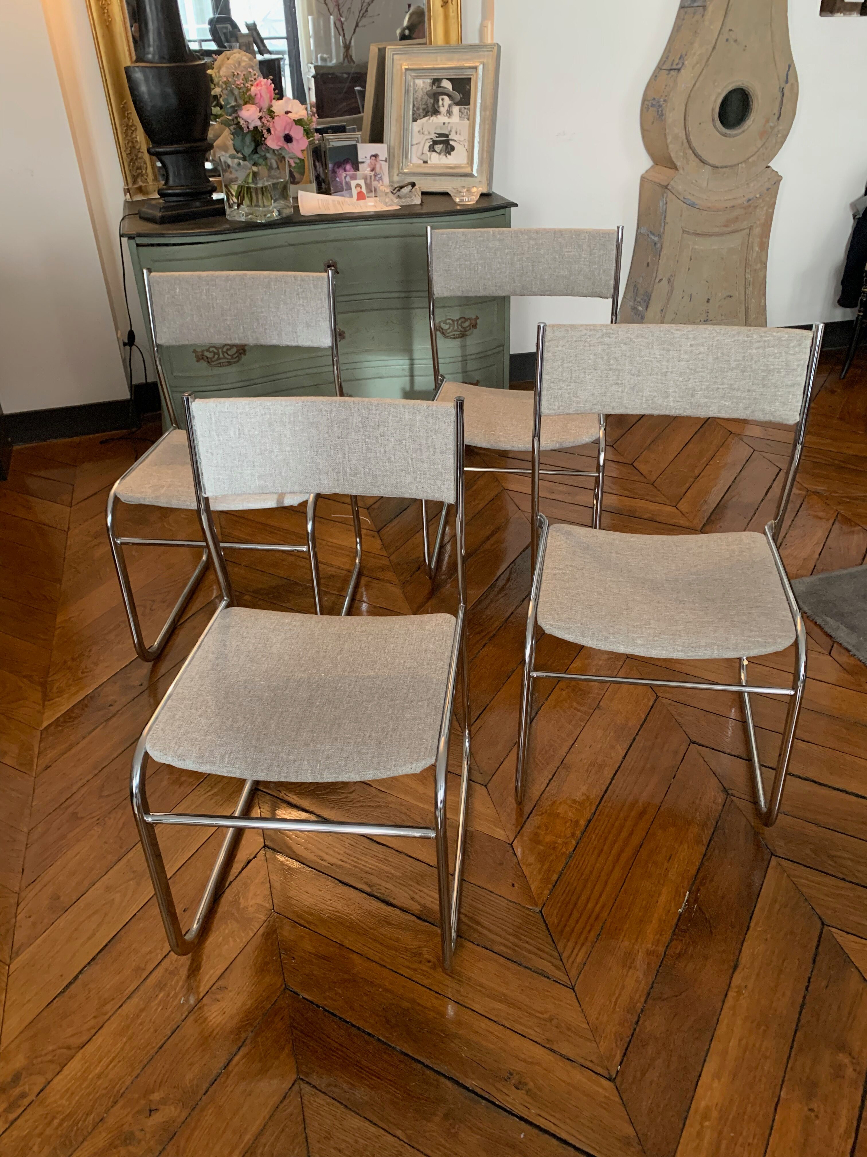 4 sled chairs design 70s, perfect condition