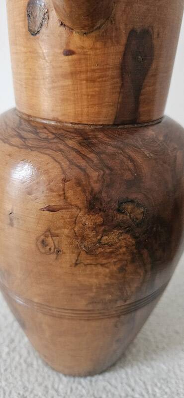 Decorative vase turned from solid olive wood – vintage