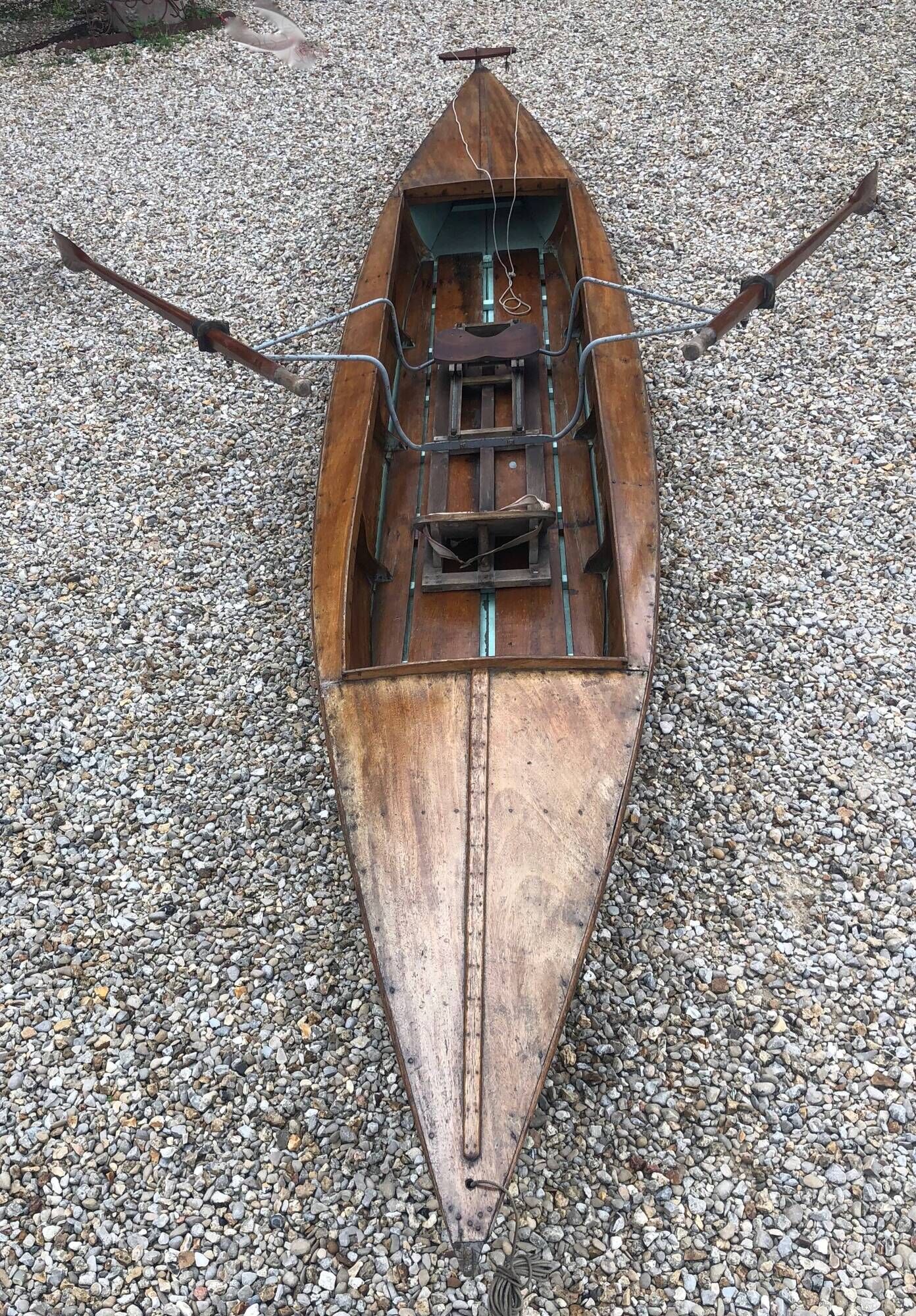 Old flat-bottomed mahogany canoe "Lake Enghien" 1930s/40s