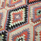 6x8 Geometric Handmade Wool Oushak Area Kilim Rug, 170x255Cm
