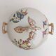 Porcelain soup tureen with heron and bamboo decor