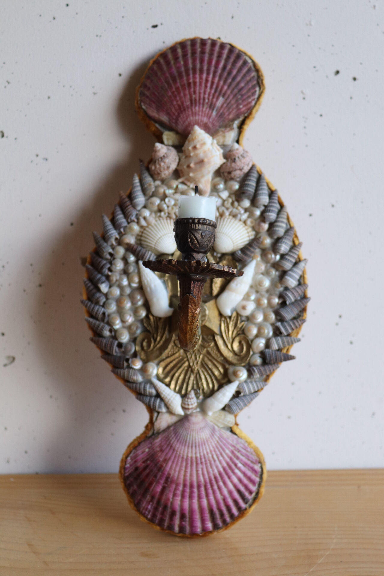 Vintage shell wall candle holder
