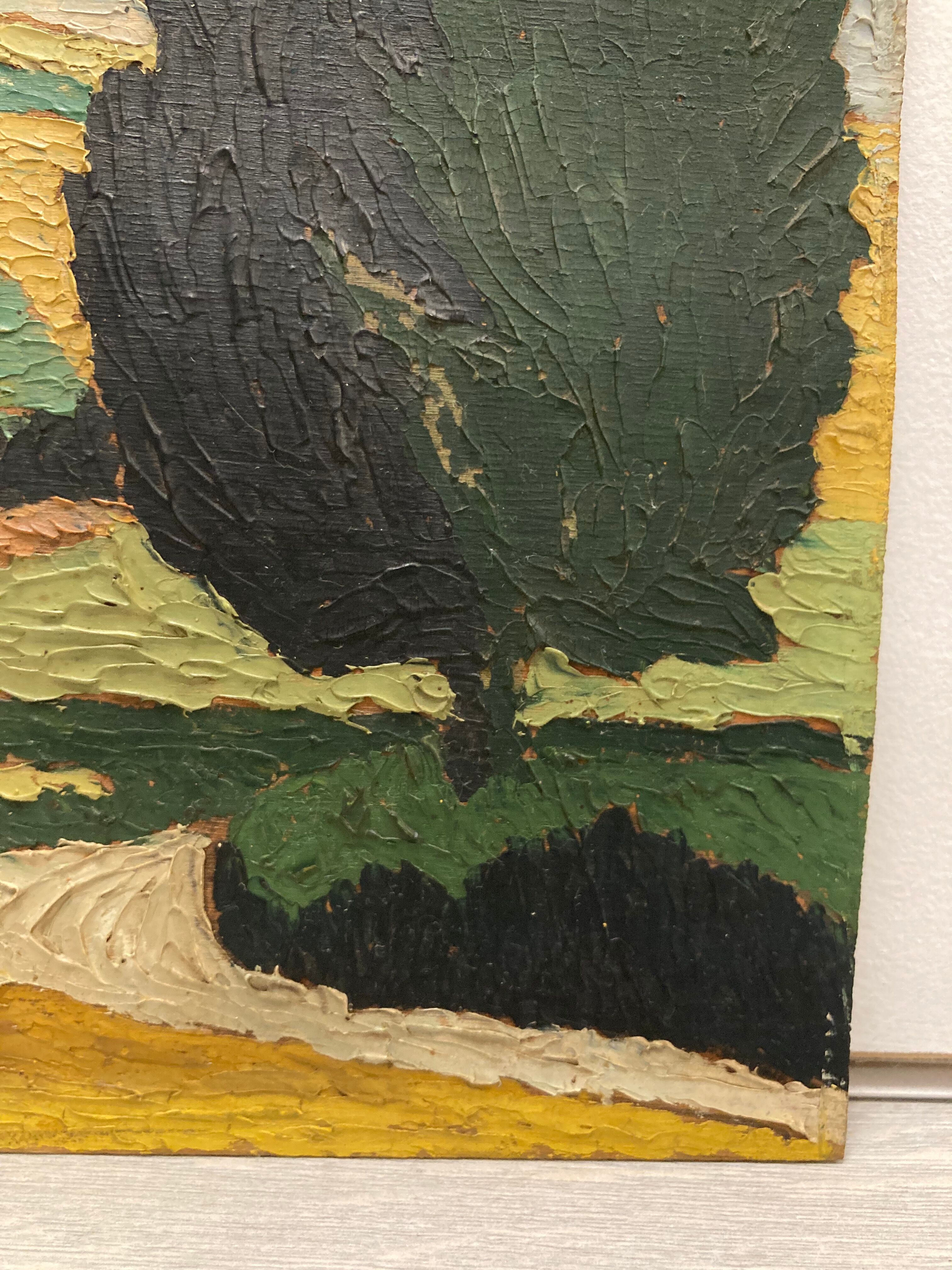 Vintage landscape in oil