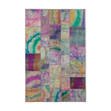 Handwoven anatolian contemporary 197 cm x 301 cm multicolor patchwork carpet